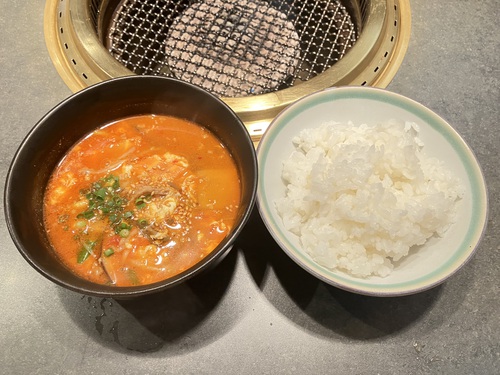 塩タン＆和牛カルビ＆和牛ハラミ＆センマイ刺し＆和牛ロース＆ミノ＆テグタンスープライス　＠大町市焼肉食道園