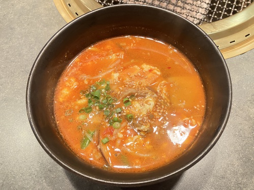 塩タン＆和牛カルビ＆和牛ハラミ＆センマイ刺し＆和牛ロース＆ミノ＆テグタンスープライス　＠大町市焼肉食道園