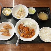 エビチリ定食　＠大町市餃子の舞中華ランチグルメ