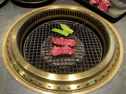 塩タン＆和牛カルビ＆和牛ハラミ＆和牛レバー＆テグタンスープ＆虎マッコリ　＠大町市焼肉食道園