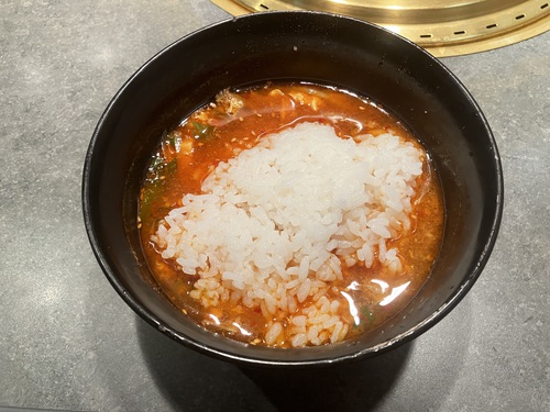 塩タン＆和牛カルビ＆和牛ハラミ＆和牛レバー＆テグタンスープ＆虎マッコリ　＠大町市焼肉食道園