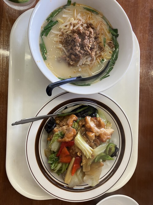 鶏肉丼＋豚骨台湾ラーメン　＠大町市餃子の舞