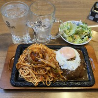 食事喫茶カリメーラ　ハンバーグナポリタン＆ビーフカツ定食　　＠長野市ランチグルメ