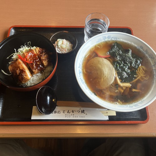 とんかつ健　ラーメン＆ミニソースかつ丼セット　＠長野市箱清水善光寺北入口周辺ランチグルメ