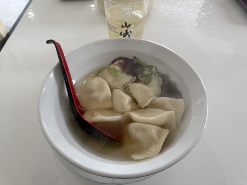 山崎プレミアムハイボール＆水餃子（スープ餃子）＆チンジャオロース定食　＠大町市皆宏美味（ジャコウビミ）