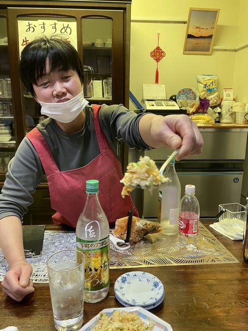 「大町のタバスコMACHISUKOマチスコ」  魯肉（ルーロー）焼ビーフン＆周ちゃんチャーハン　＠大町市居酒屋喜楽屋