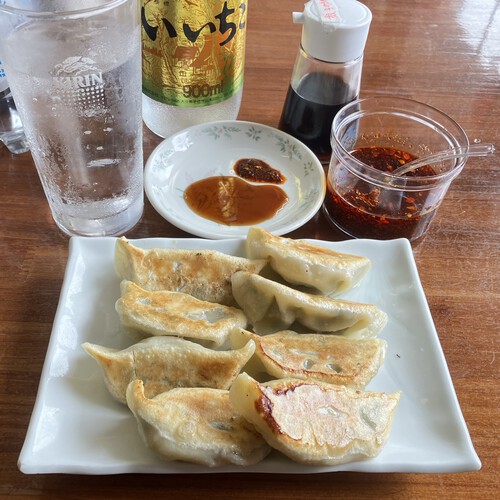 特製辣油でいただく 野菜餃子＆トマトと玉子のチリソース＆麻婆茄子　＠大町市餃子の舞