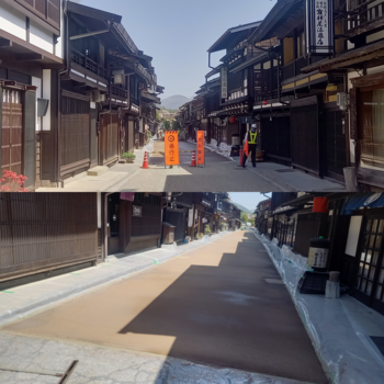 奈良井下町、工事中