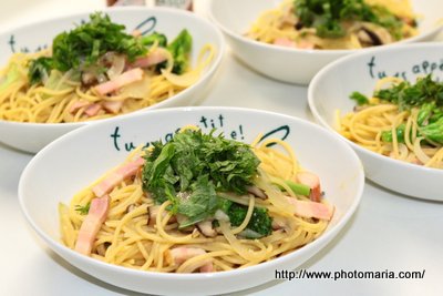 きのことベーコンのスープパスタ