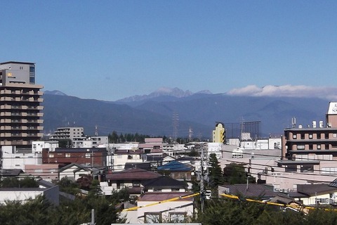 穂高連峰が見えました