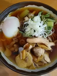 閉店２日前／山菜卵蕎麦＆きのこ／駅そば水芭蕉／長野駅東口