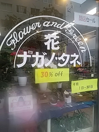ナガノ・タネ／南石堂／９月３０日迄閉店セール開催中