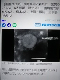 長野県内で新たに変異ウイルス６人判明／２１年４月８日