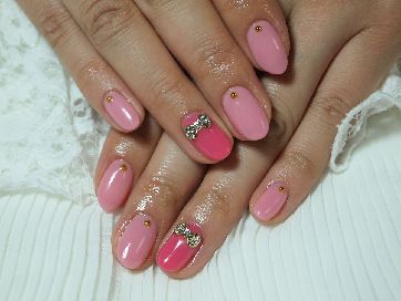 pink ×　ribbon   nail