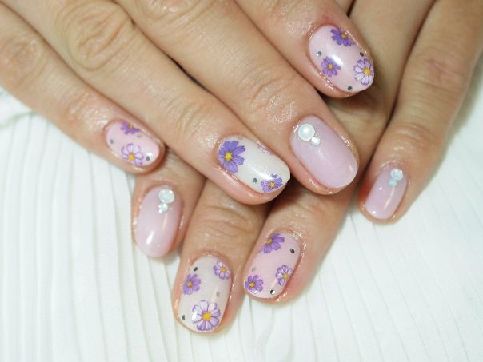 パープルフラワーnail