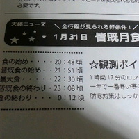 １月３１日皆既月食／長野市立博物館さんでは観望会の開催は無し