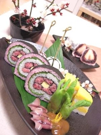 花飾り巻きで鉄火巻き♪　恵方巻きにも❤