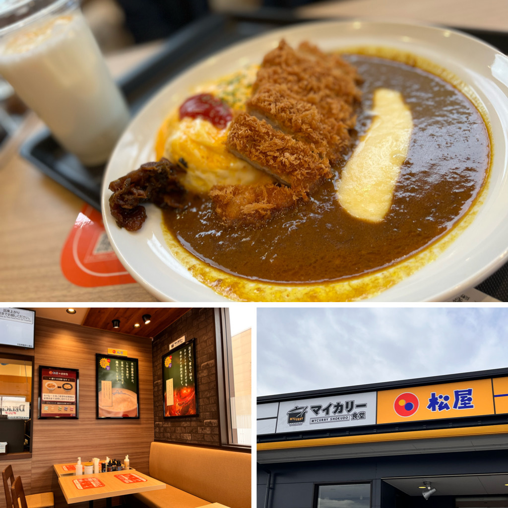 マイカリー食堂 長野鶴賀七瀬店（長野市）でロースオムレツカレー  チーズトッピング＆マンゴーラッシー❗️✨