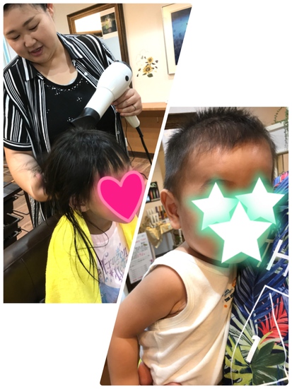 息子の”サマーカット✂︎”＆娘の”初シャンプー体験”＾＾♪