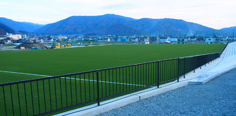 松本山雅のサッカー練習場の芝生