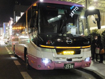 川崎駅　２２：０５発のWILLER EXPRESS　１月２１日