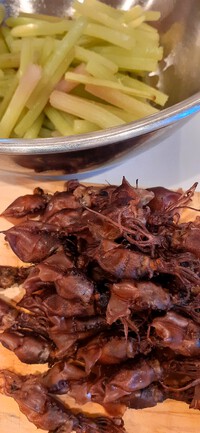ふきと干しほたるいかの煮物　